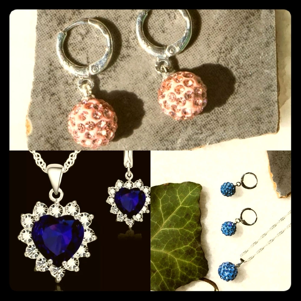 Rhinestone crystal necklace and earring sets.